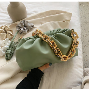 Chain Pouch Leather Clutch