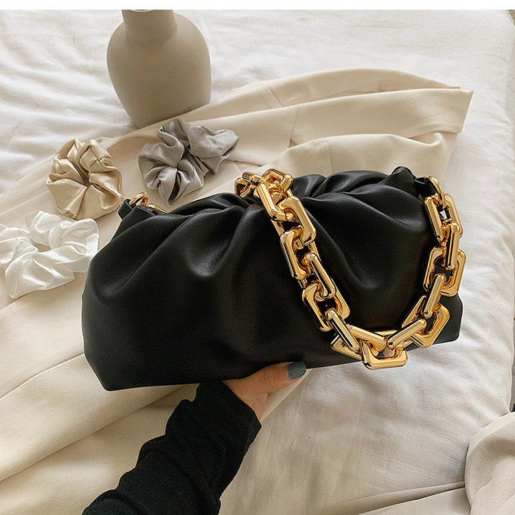 Chain Pouch Leather Clutch