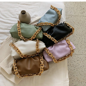 Chain Pouch Leather Clutch