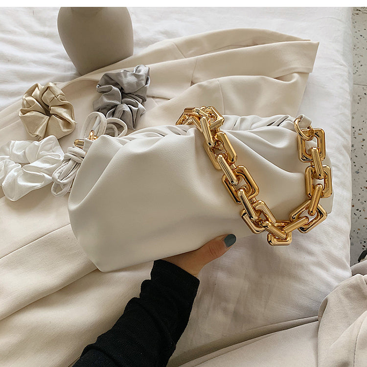 Chain Pouch Leather Clutch