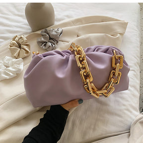 Chain Pouch Leather Clutch