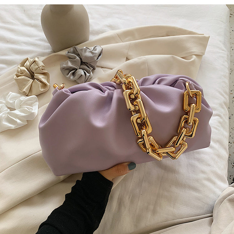 Chain Pouch Leather Clutch